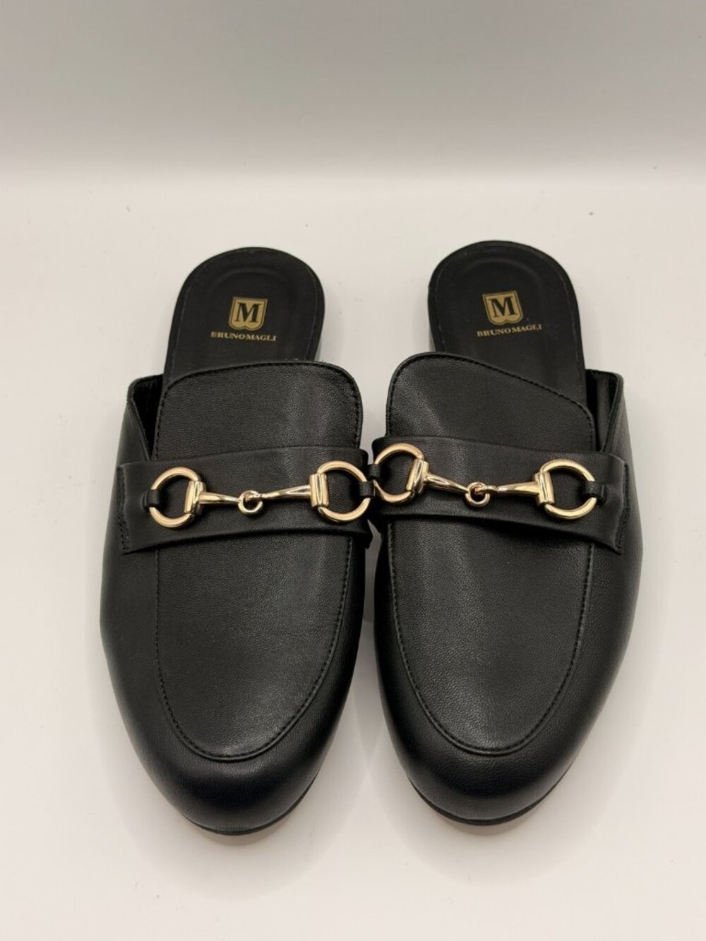 Bruno Magli Women Dalia Horsebit Black Leather Slip On Mule Sz EU 36.5 US 6.5